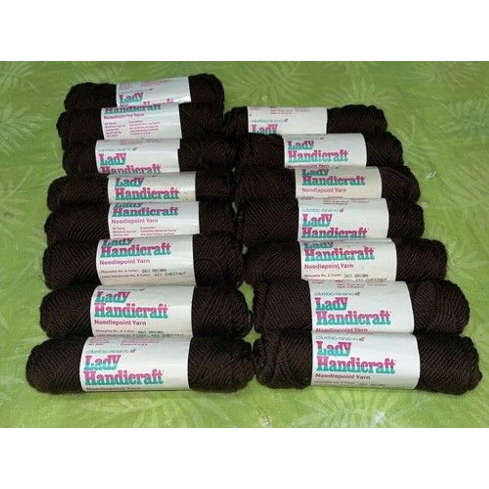 Columbia Minerva Needlepoint Wool Yarn Lot 15 Tapestry 40 Yd Skein Brown Vintage